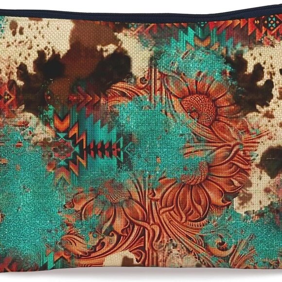 Retro Makeup Bag - Western Cosmetic Gifts, Small Western Cosmetic Bag for Purse - Picture 1 of 6